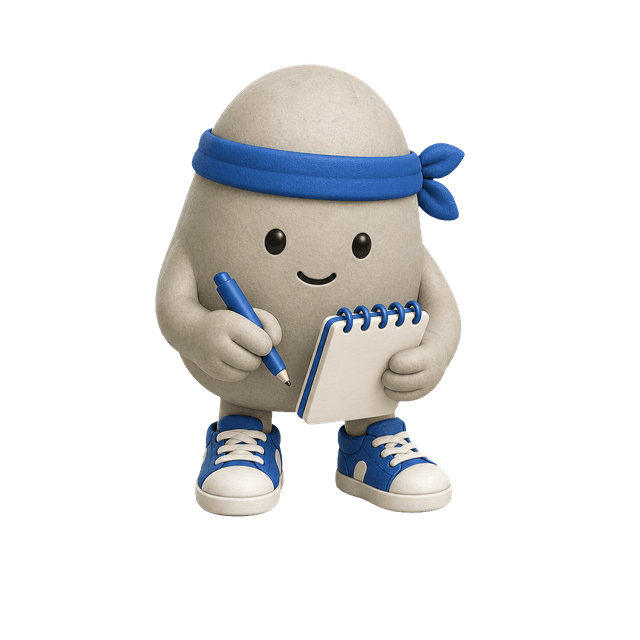 Glppy holding a clipboard for check-in