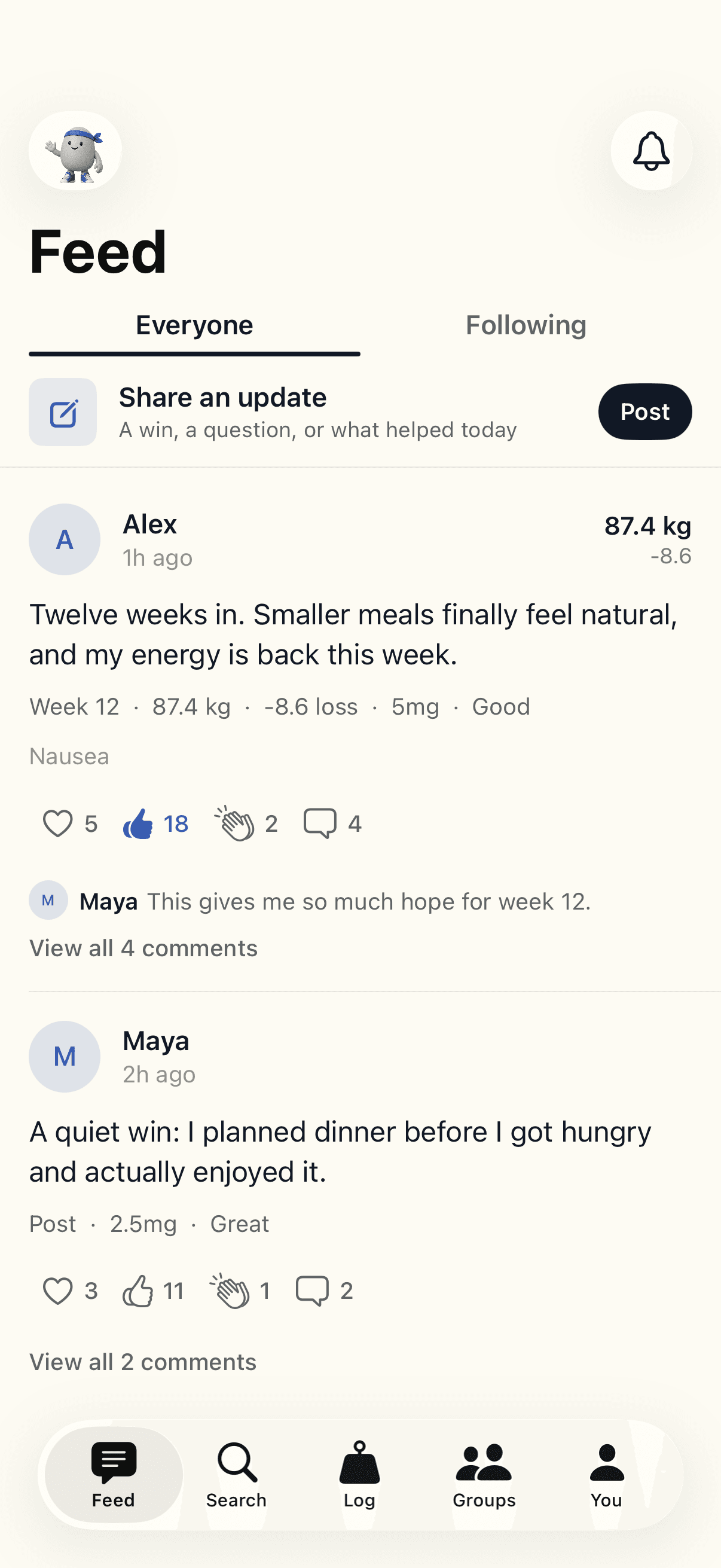 glpify Feed with community check-ins